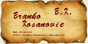 Branko Kosanović vizit kartica